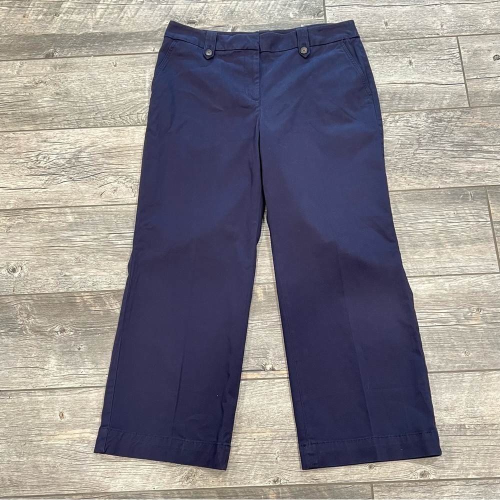 Talbots NWT Women's Wide Leg Pants High Waist Navy Size 16 Petite‎